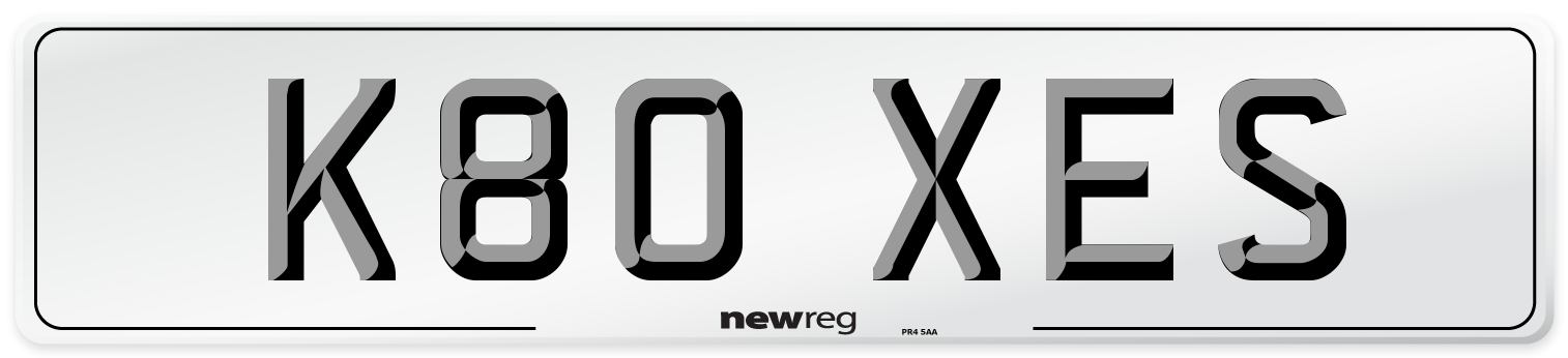 K80 XES Number Plate from New Reg